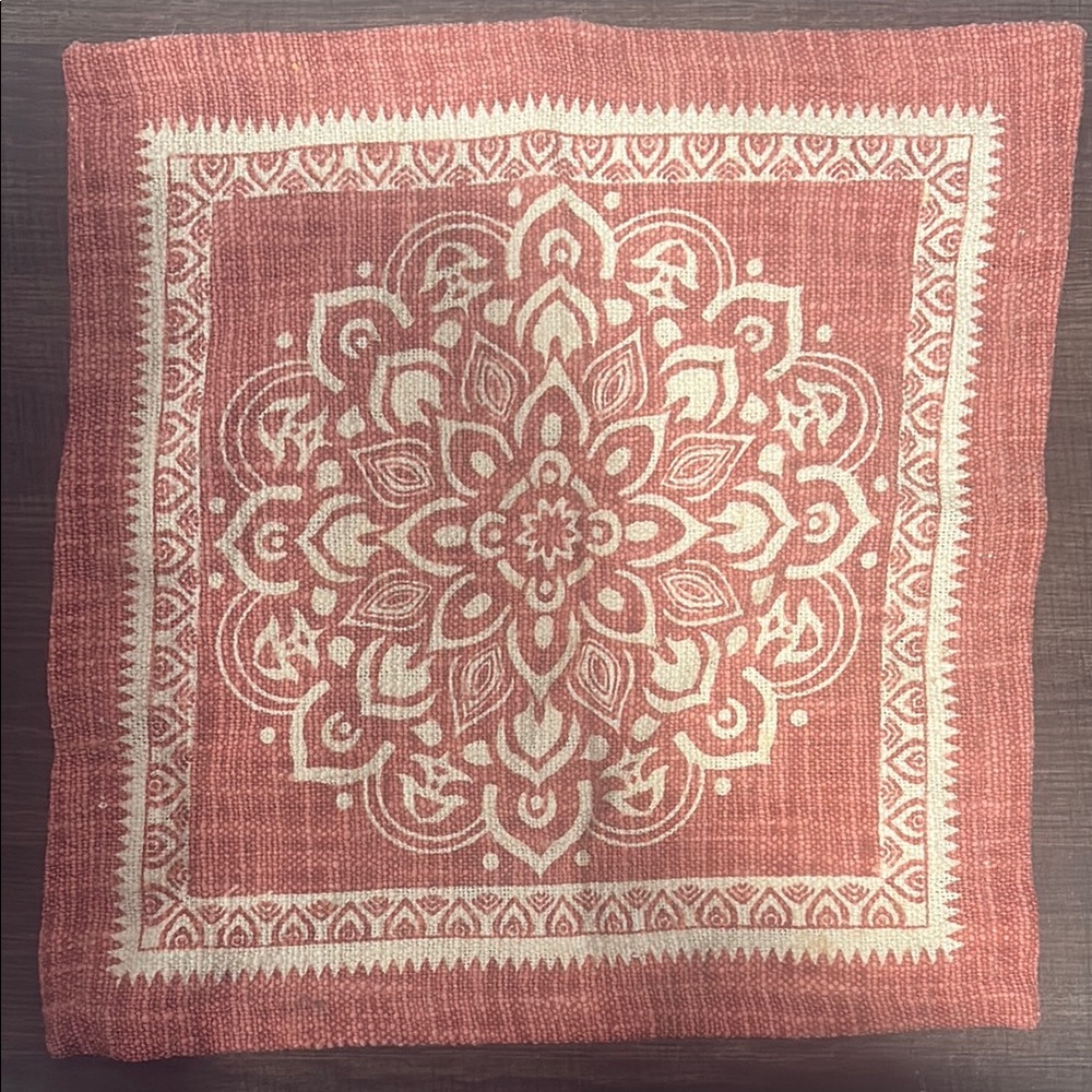 2 Red and White Mandala Square Placemats